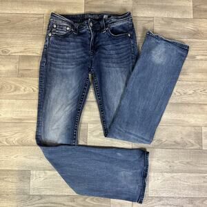 Miss Me Mid Rise Jeweled Bootcut Denim Jeans Medium Wash sz 30